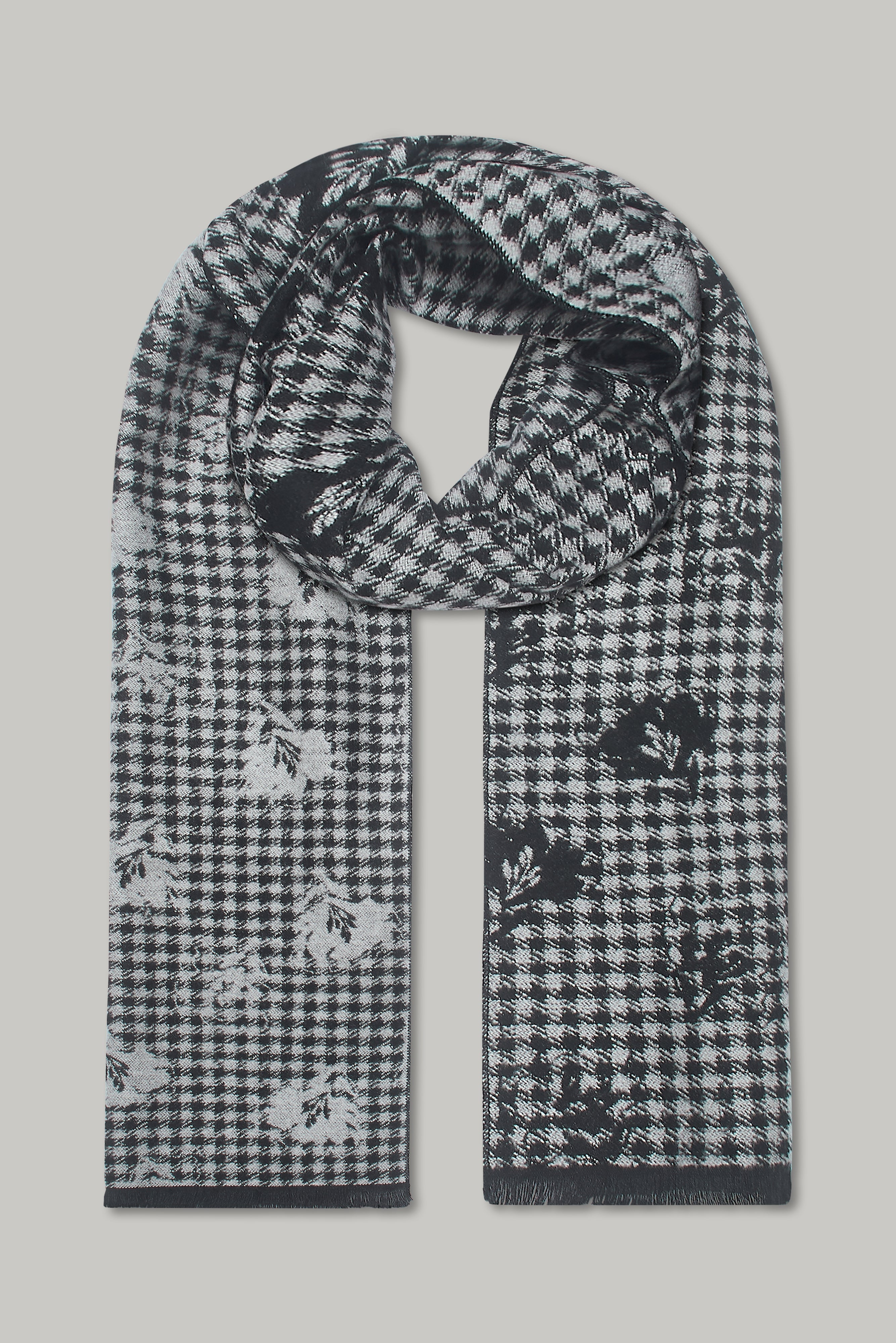 Scarf - Black Gingham Floral - Wear London