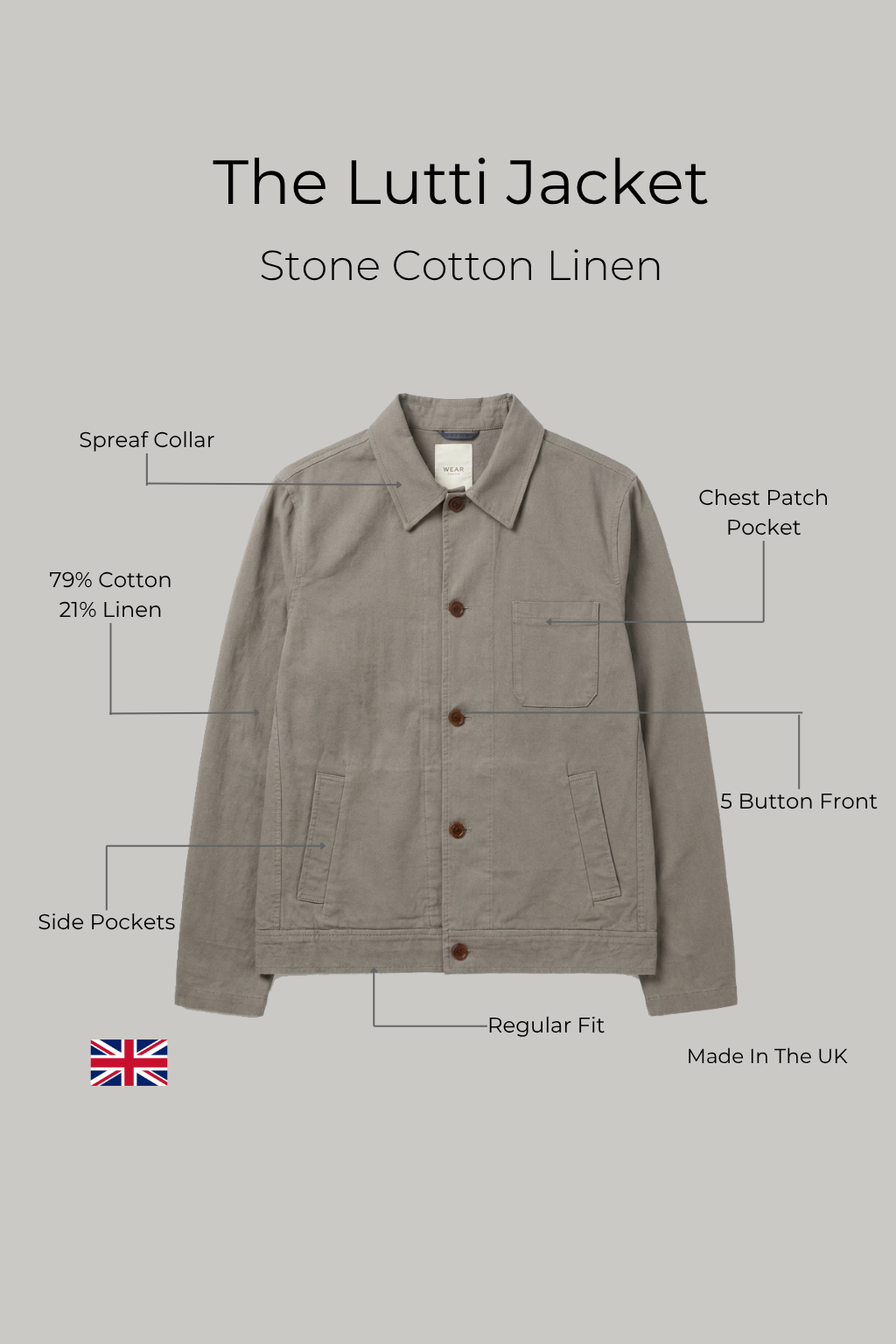 The Lutti Jacket - Stone Cotton Linen - Wear London