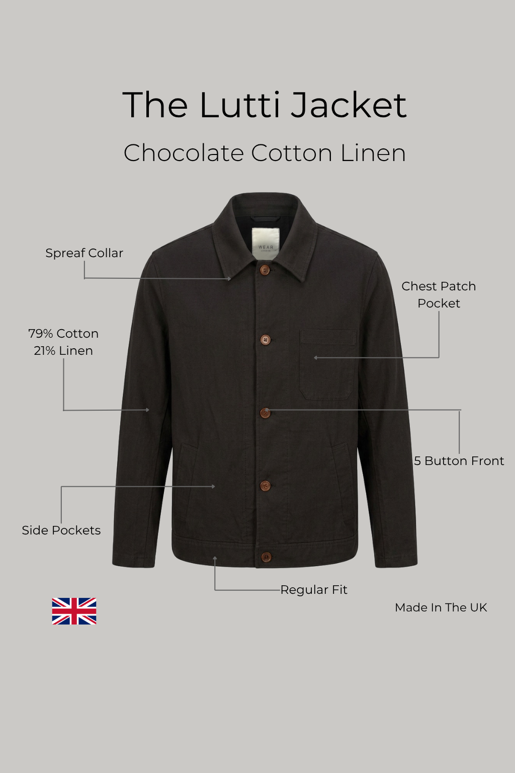 The Lutti Jacket - Chocolate Cotton Linen - Wear London