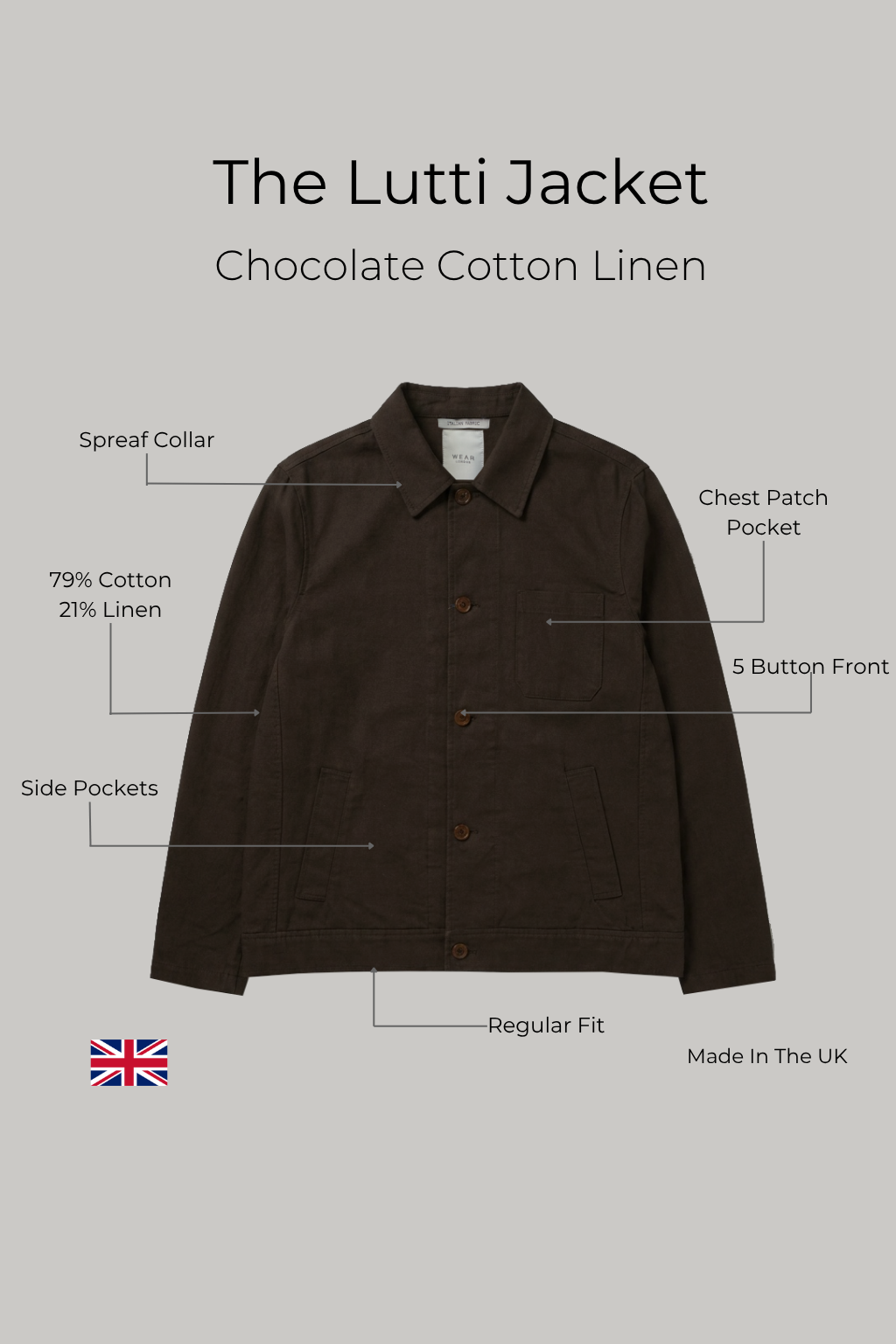 The Lutti Jacket - Chocolate Cotton Linen - Wear London
