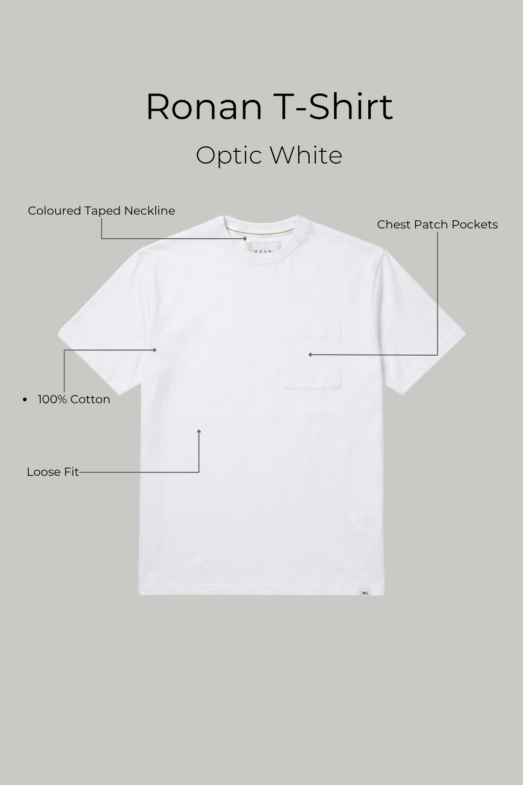Ronan - T shirt - Optic White - Wear London