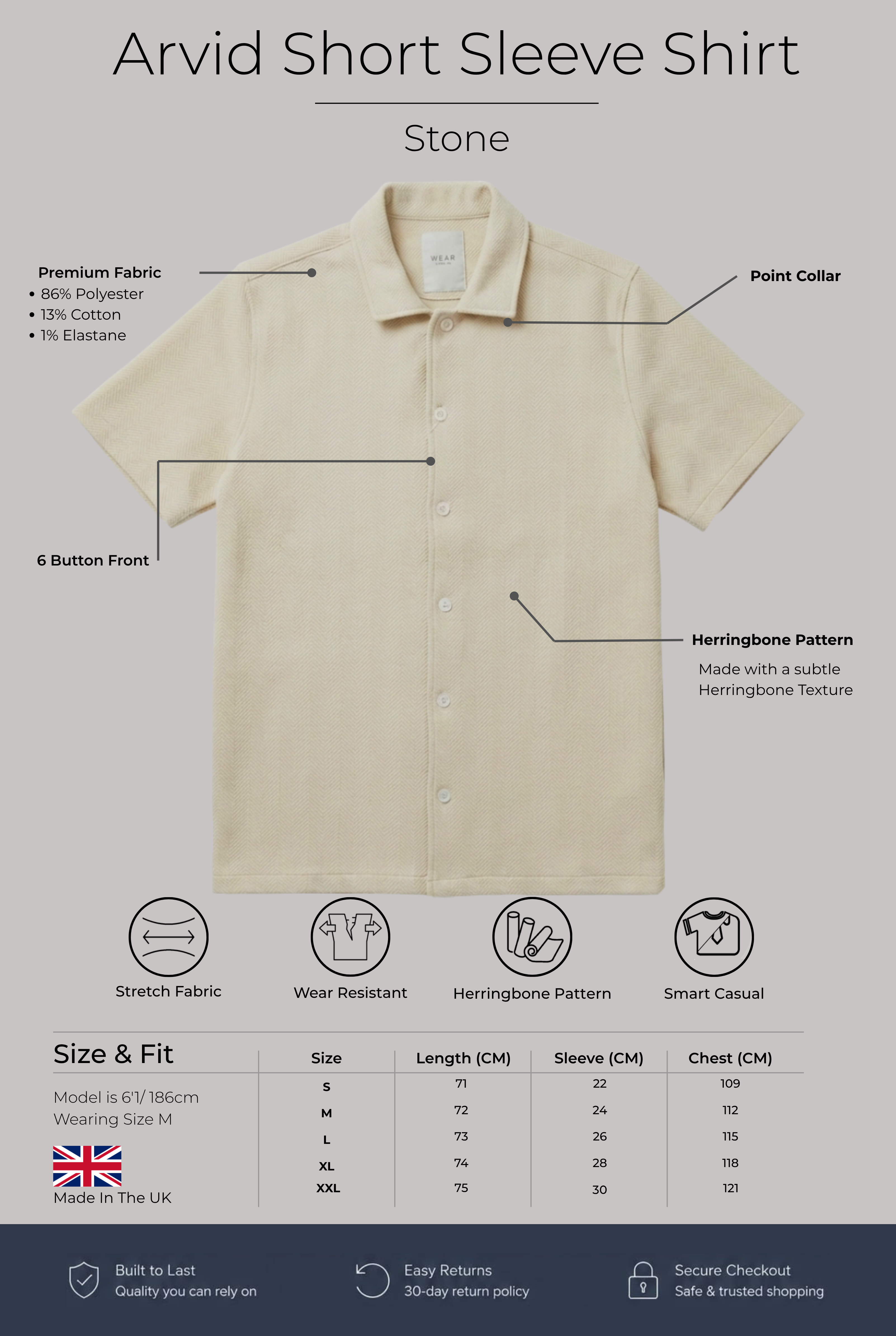 Arvid Short Sleeve Shirt - Stone - Wear London