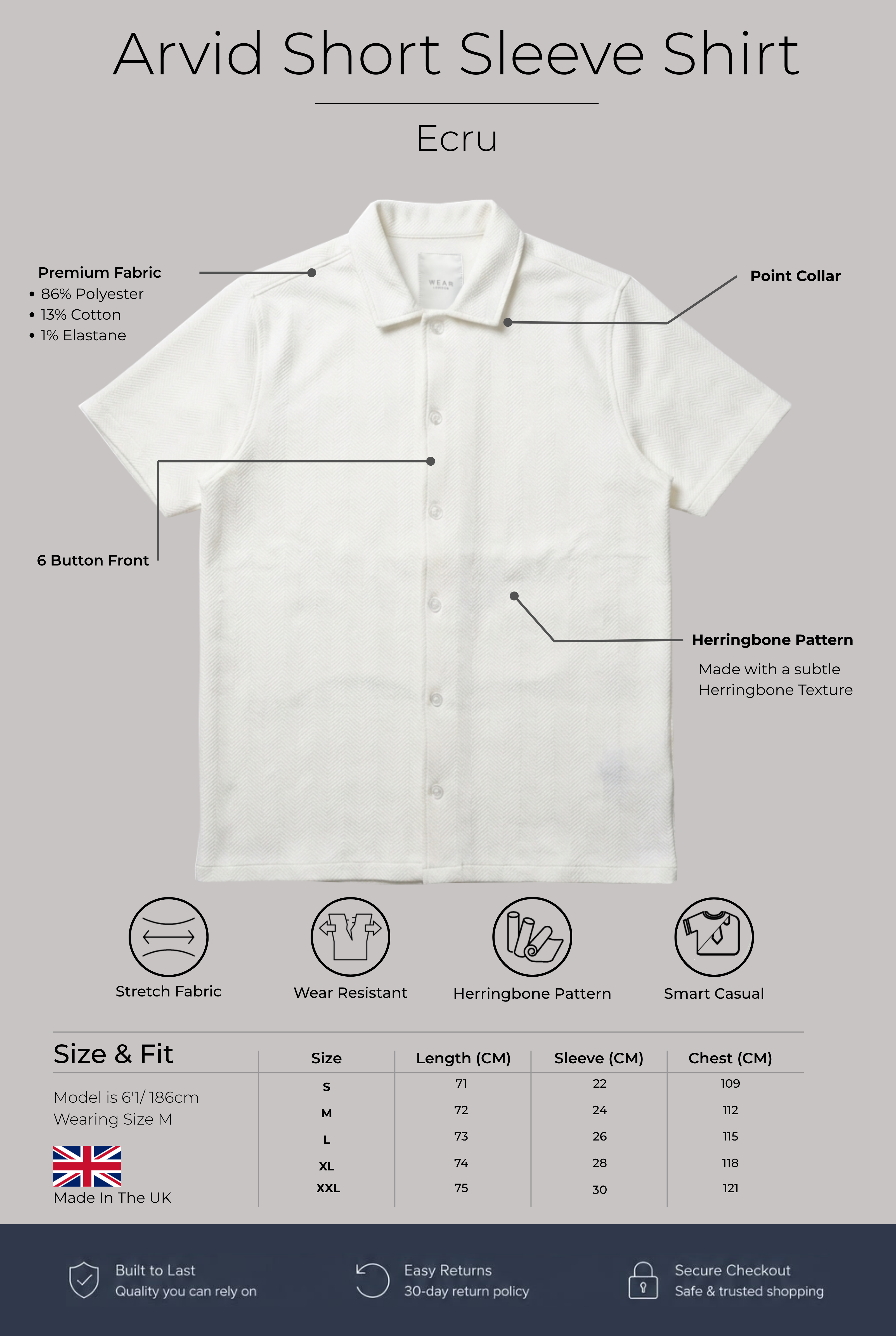 Arvid Short Sleeve Shirt - Ecru - Wear London