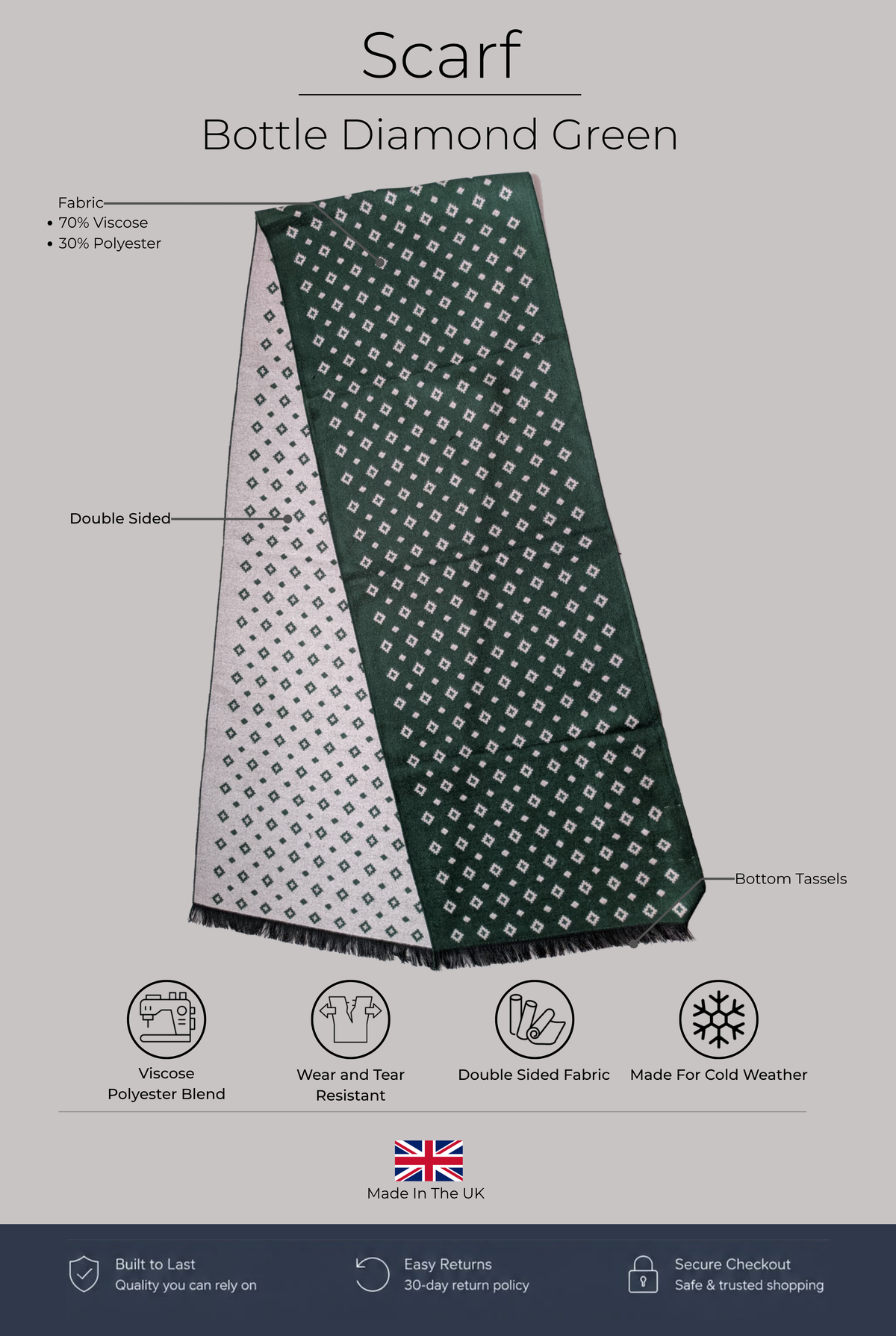 Scarf - Bottle Diamond Green - Wear London
