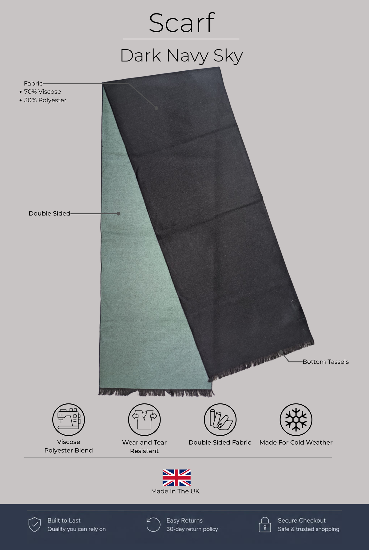 Scarf - Dark Navy Sky - Wear London