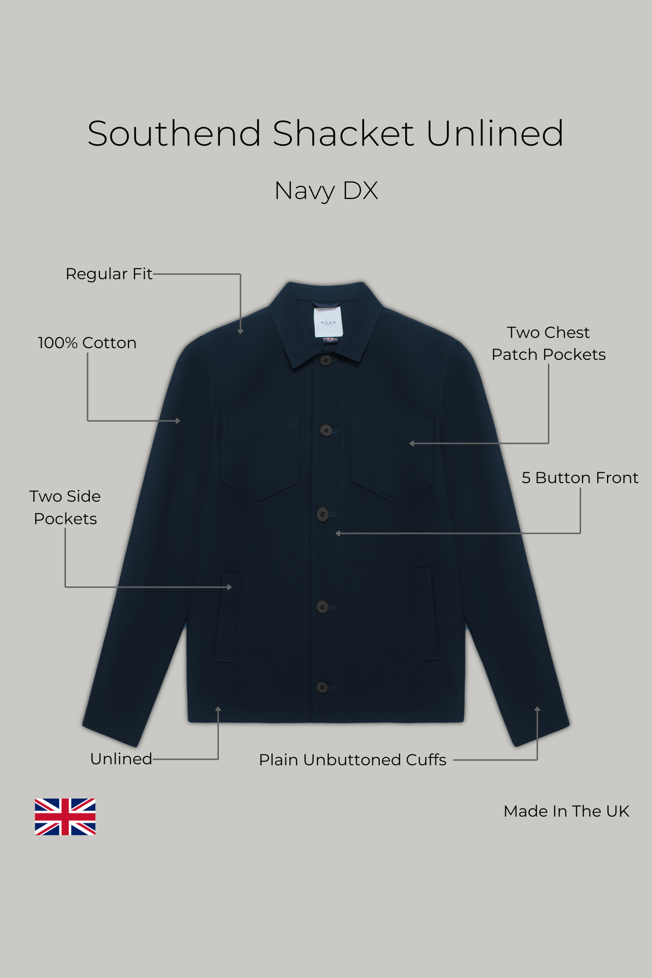 Southend Shacket Unlined - Navy Dx - Wear London