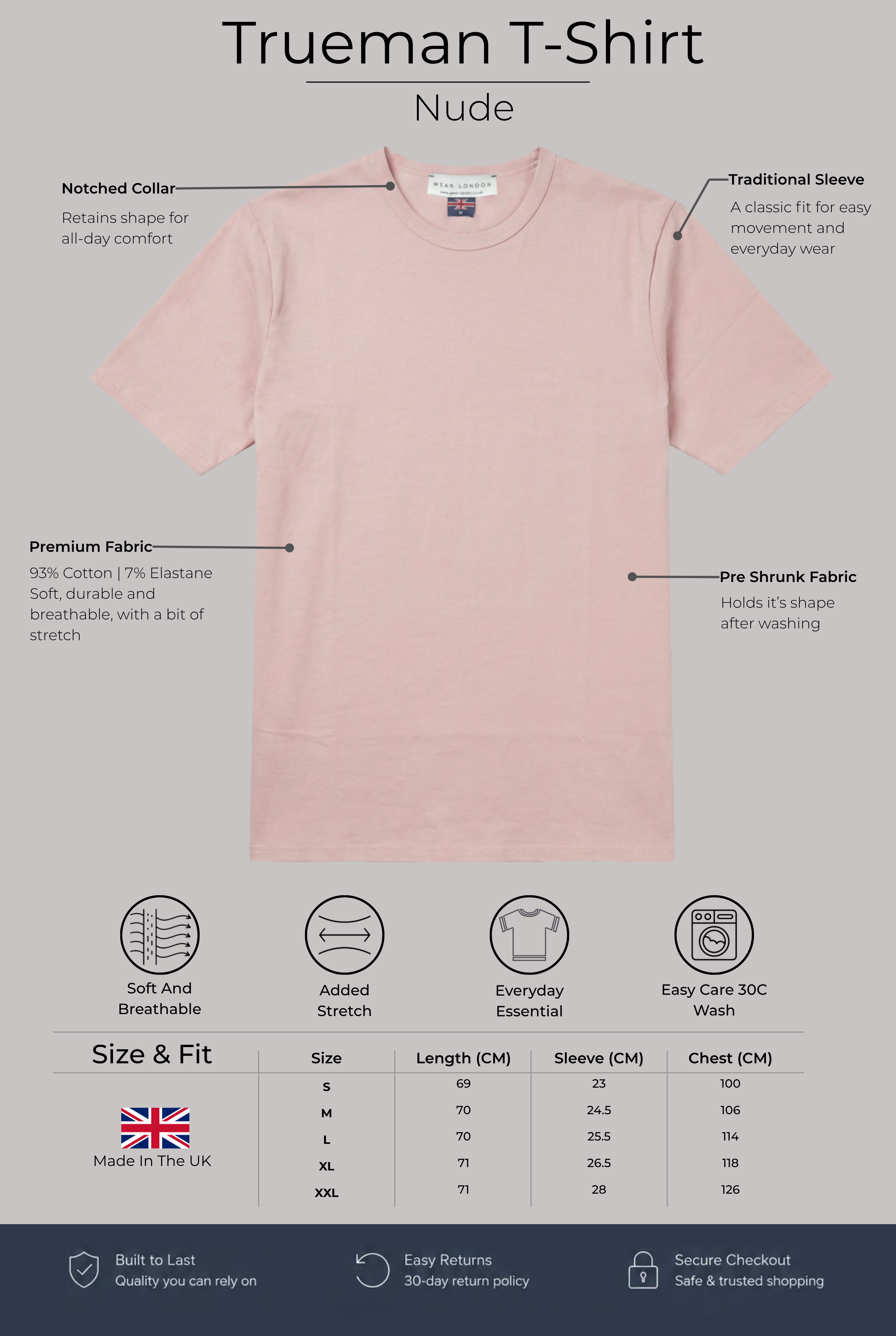 Trueman Regular Fit T-Shirt - Nude - Wear London