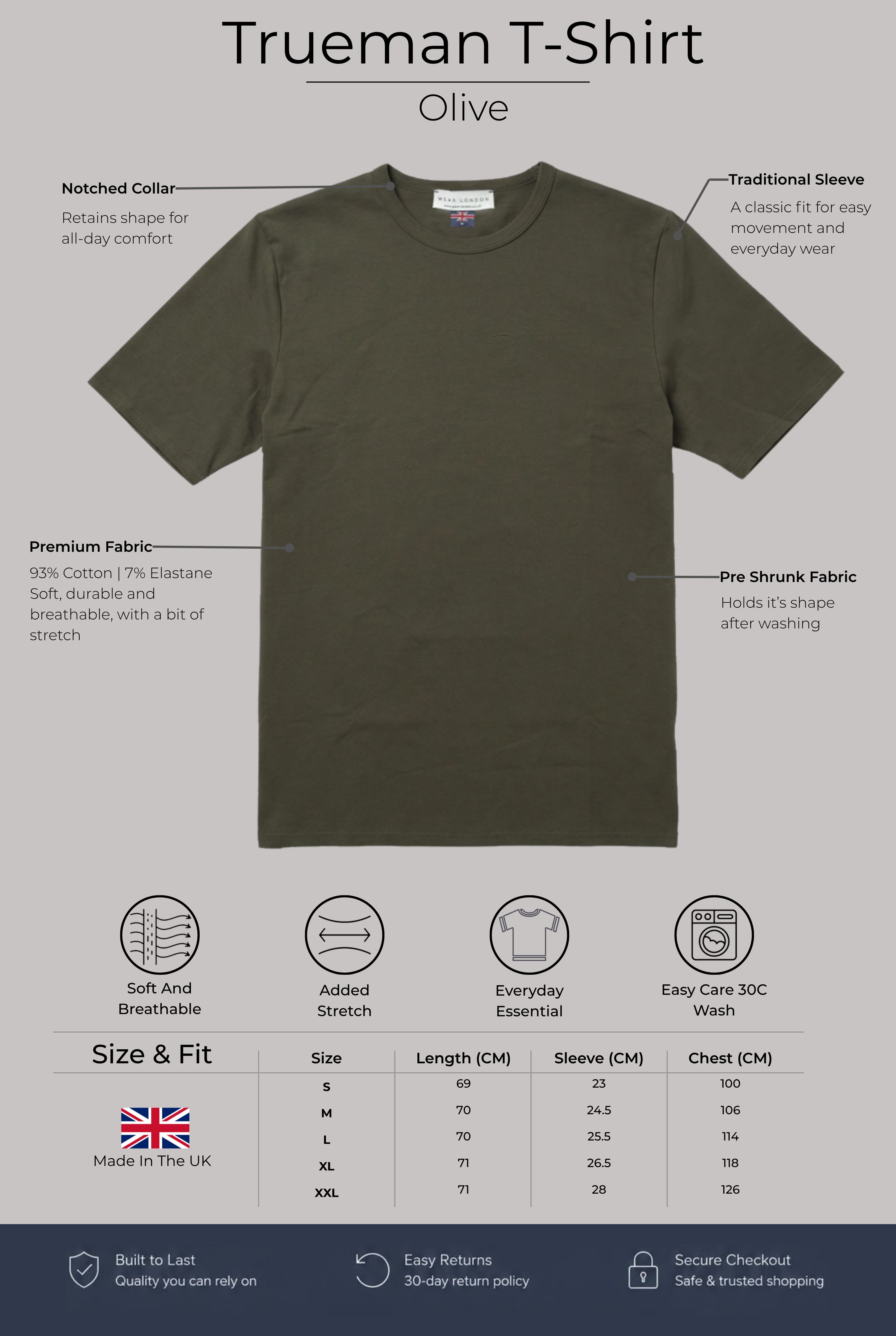 Trueman Regular Fit T-Shirt - Olive - Wear London