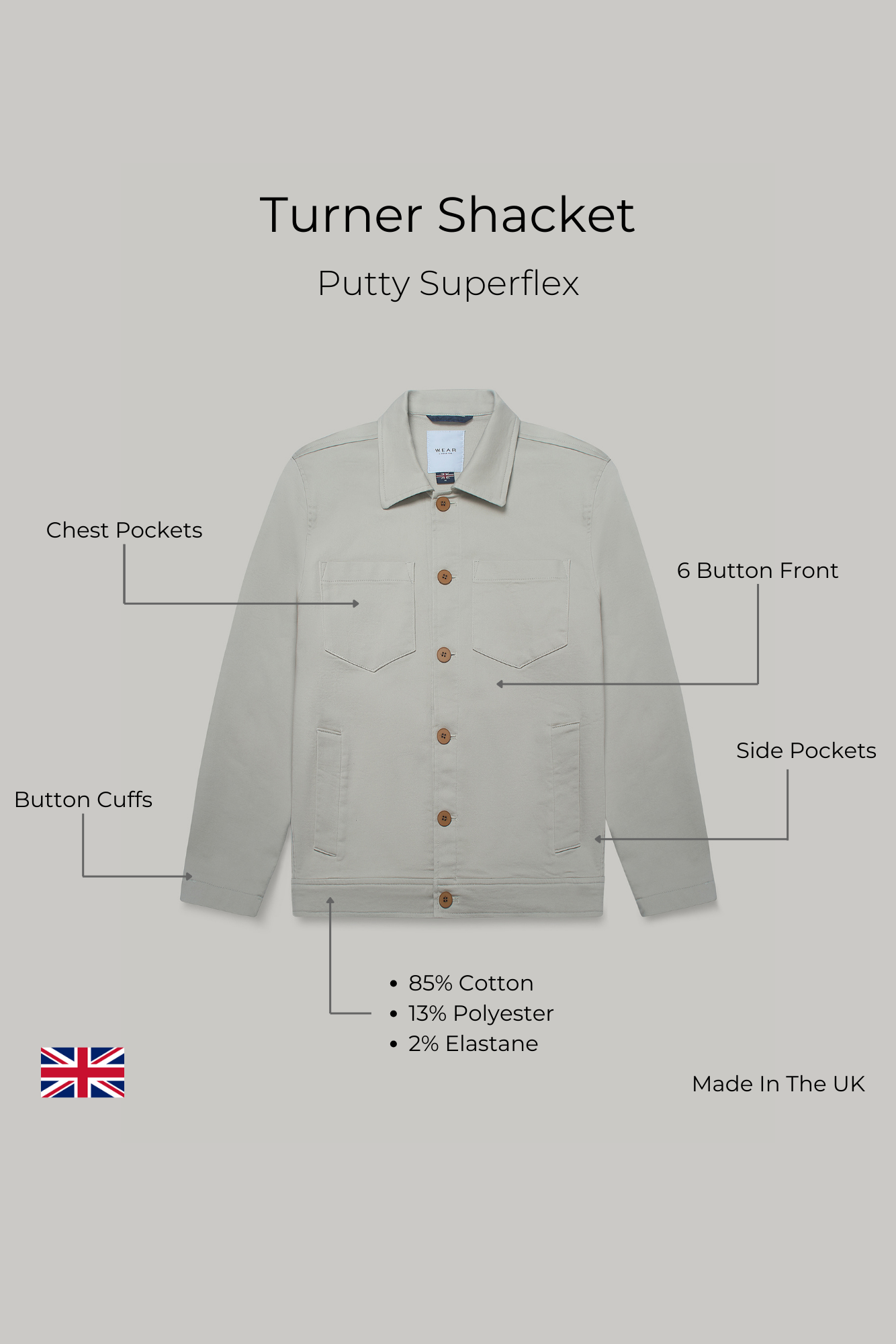 Turner Shacket - Putty Superflex - Wear London