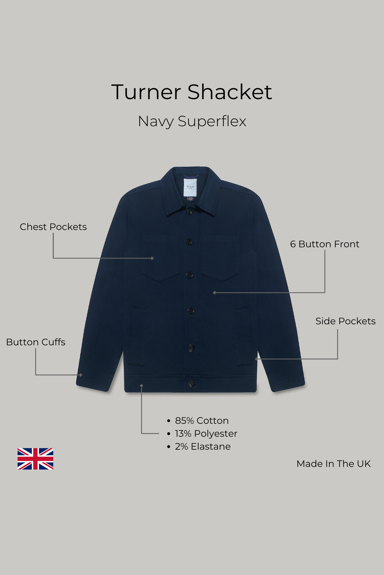 Turner Shacket - Navy Superflex - Wear London