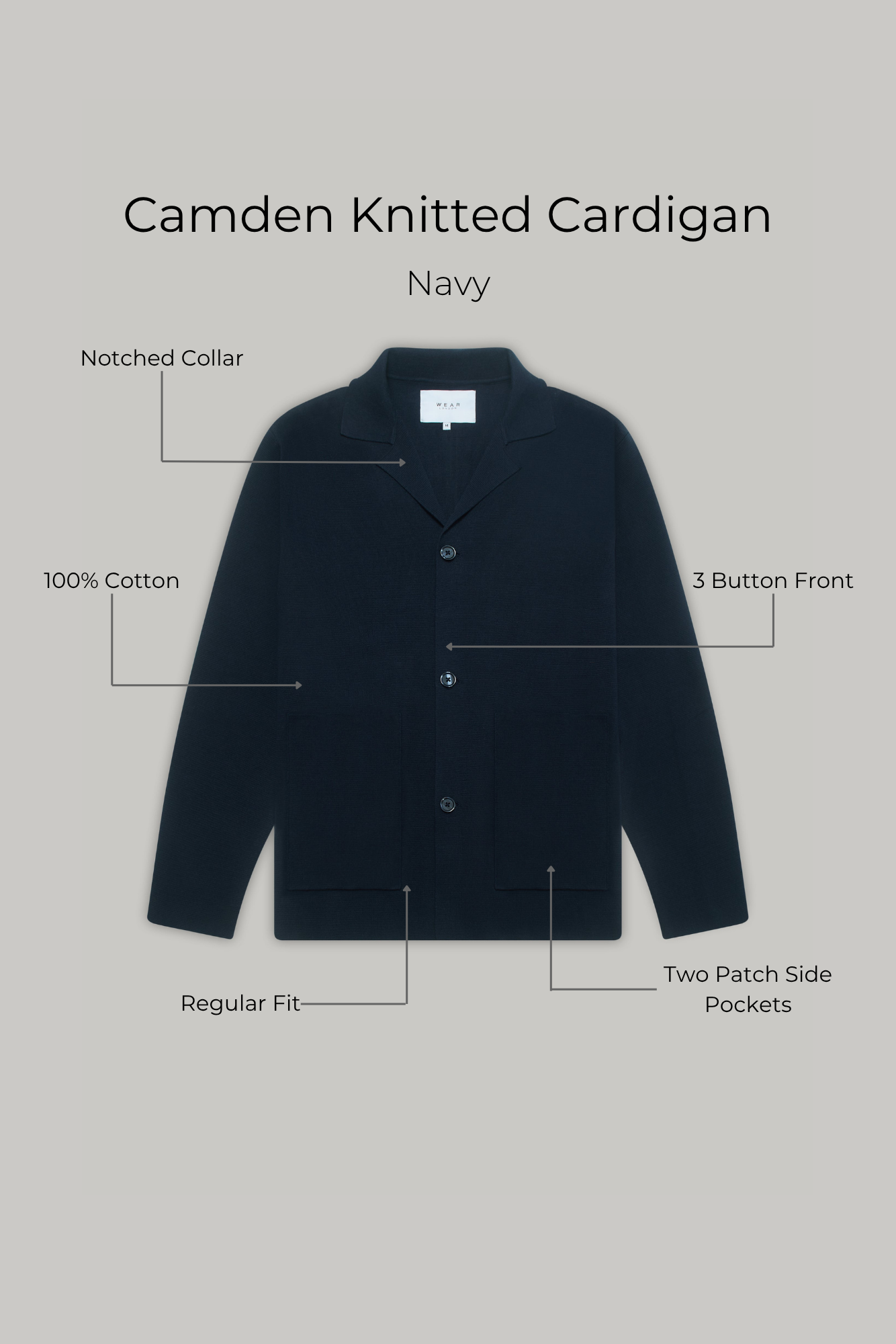 Camden Knitted Cardigan - Navy - Wear London