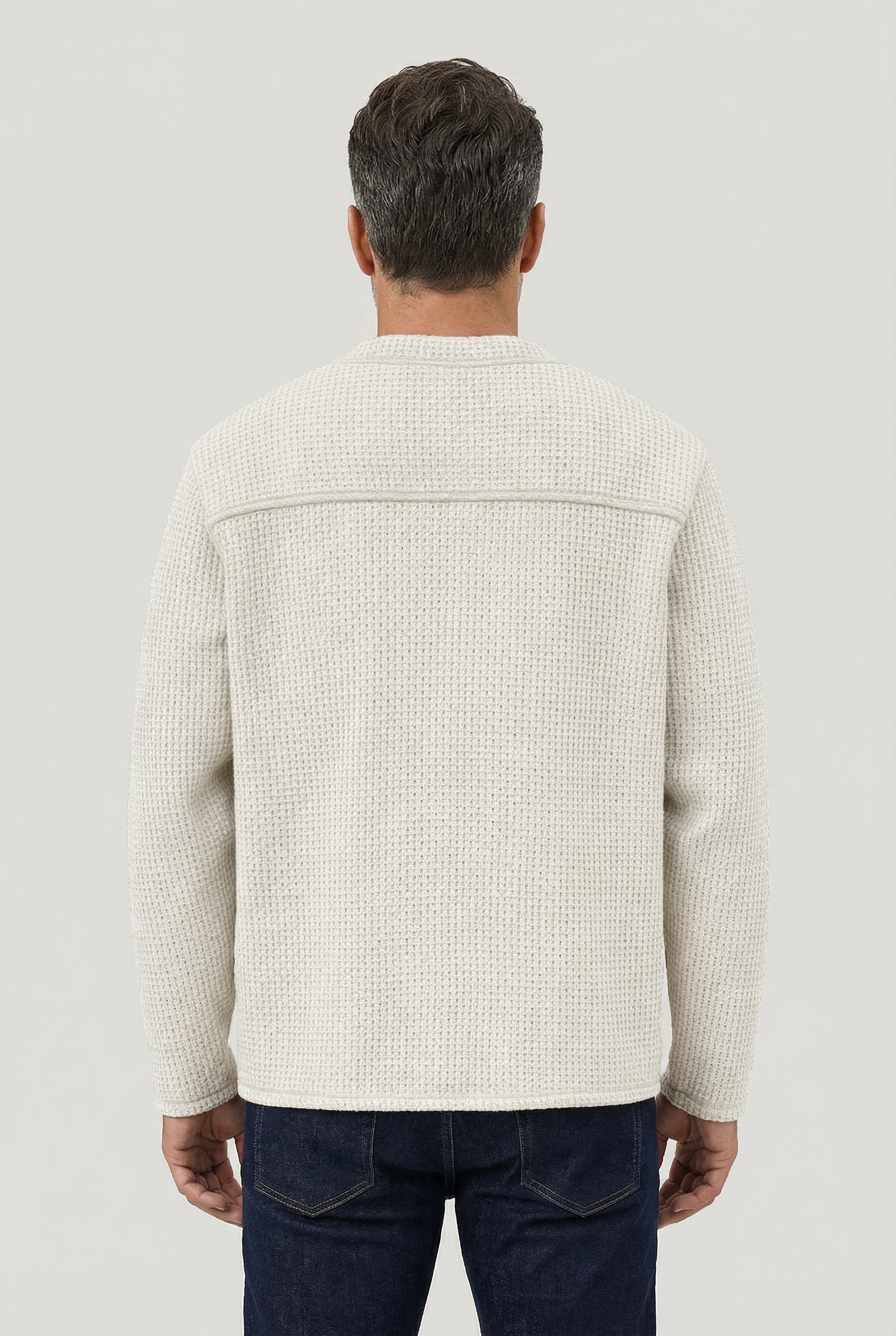 Fleming V-Neck Shacket - Ecru Textured - Wear London