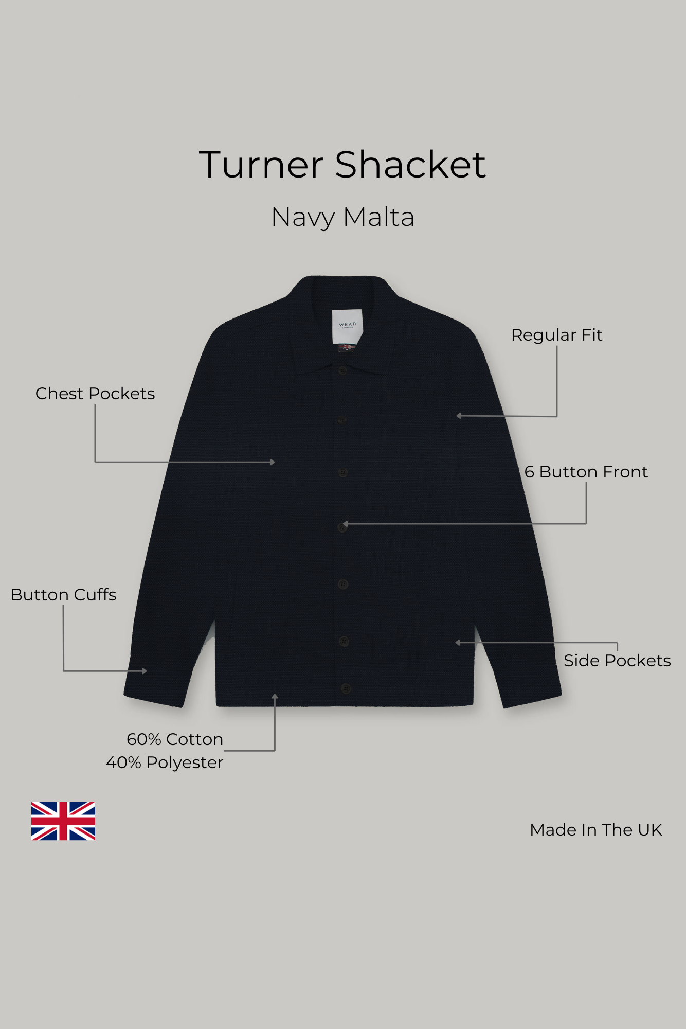 Turner Shacket - Navy Malta - Wear London