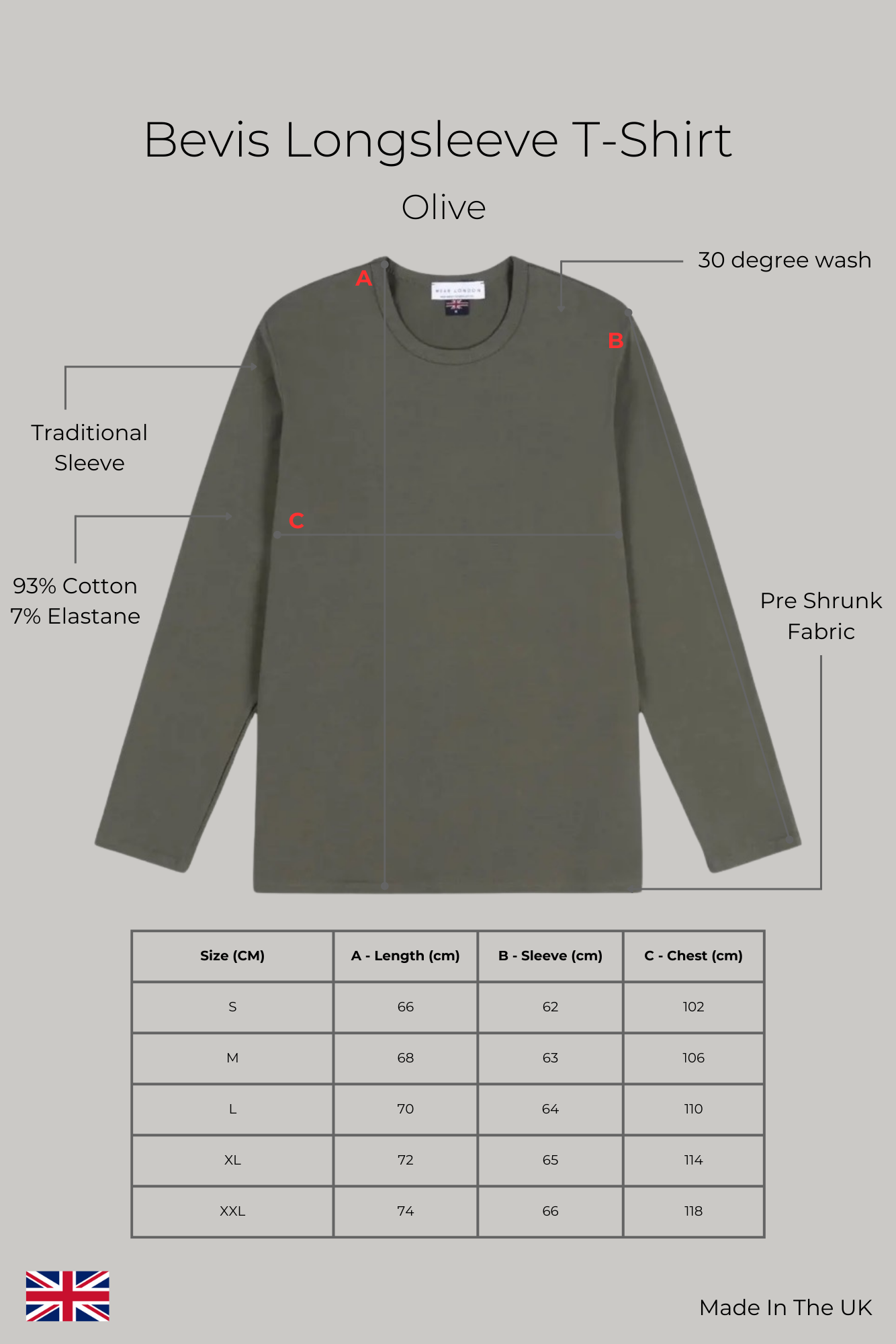 Bevis Long Sleeve Cotton T-shirt - Olive - Wear London