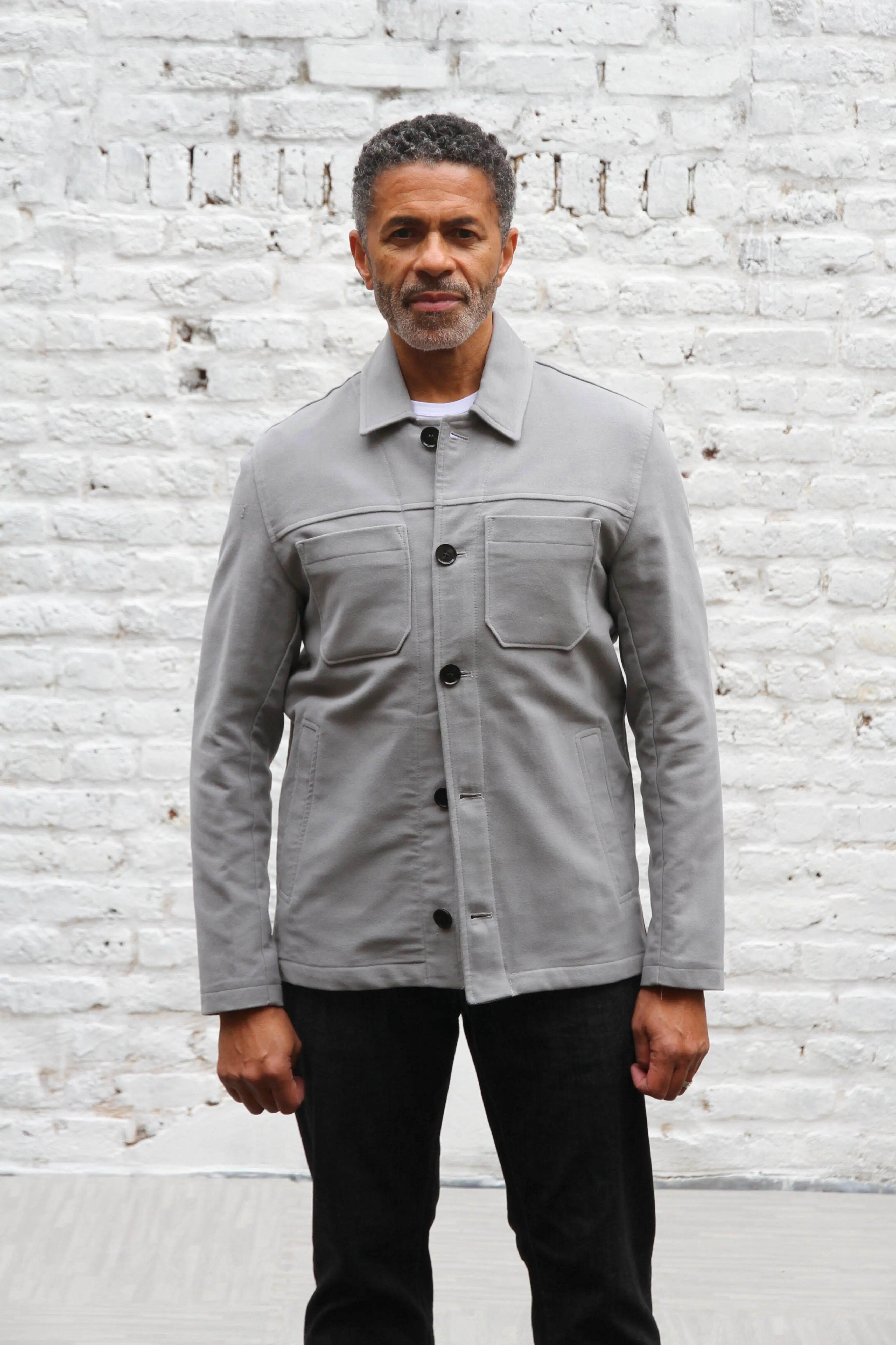 Wilkes Vintage Shacket - Light Grey Moleskin - Wear London