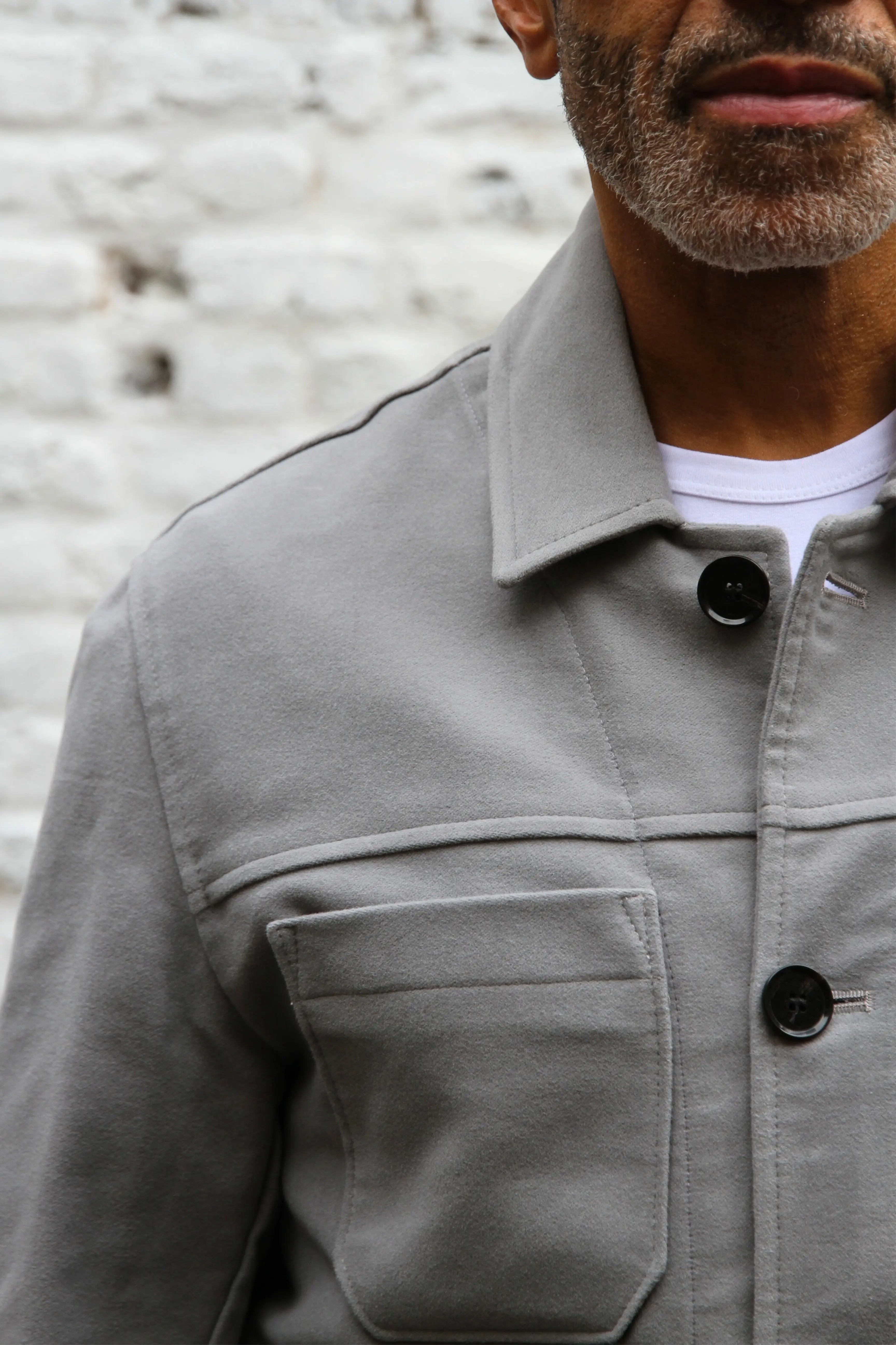 Wilkes Vintage Shacket - Light Grey Moleskin - Wear London