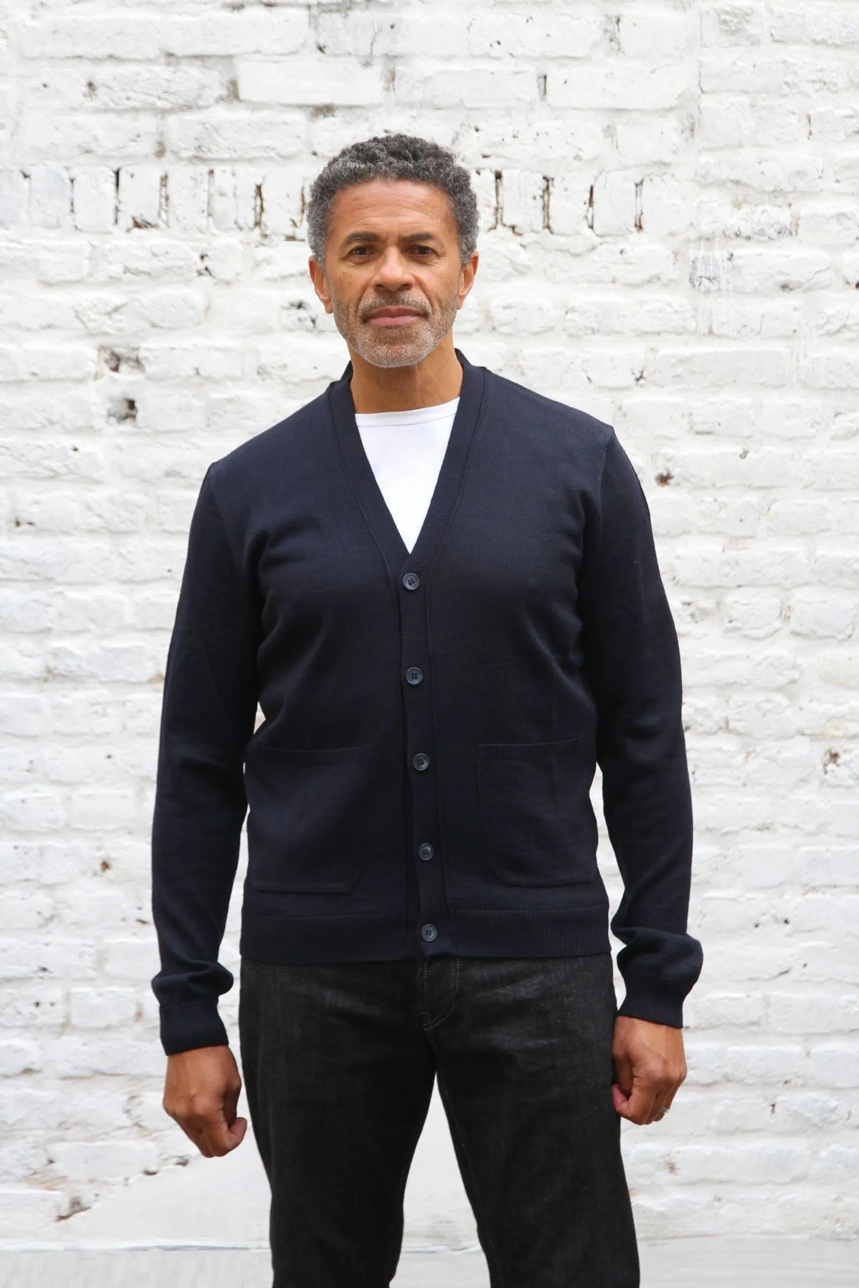 Windmill V Neck Button Cardigan - Navy - Wear London